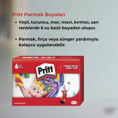 Pritt Parmak Boyası Seti, 6 Renk x 30 ml, Su Bazlı, Güvenli - 6