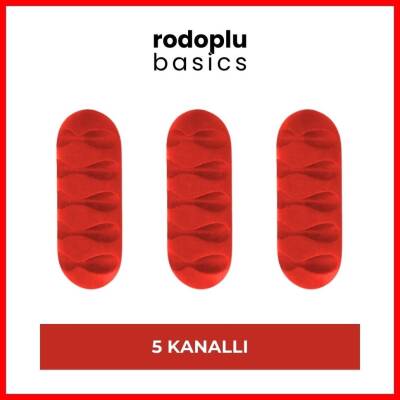 Rodoplu Basics 5 Kanallı Kablo Tutucu, Sabitleyici, 3'lü, Kırmızı - 1