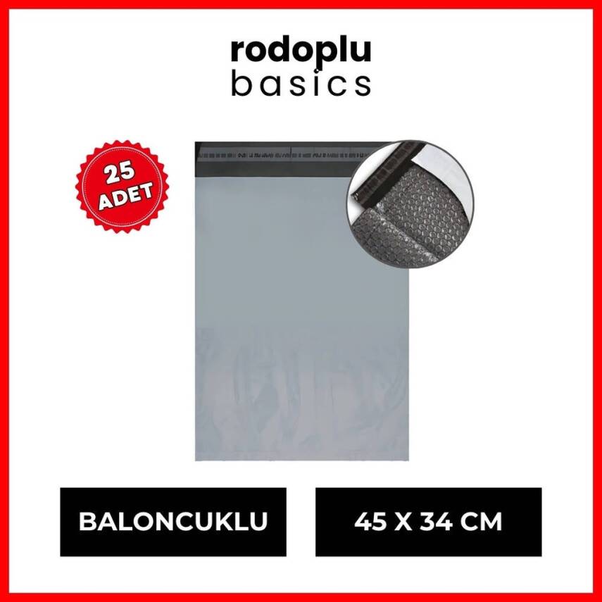 Rodoplu Basics Kargo Poşeti, 25 Adet, 45 x 34 cm, Baloncuklu, Naylon - 1