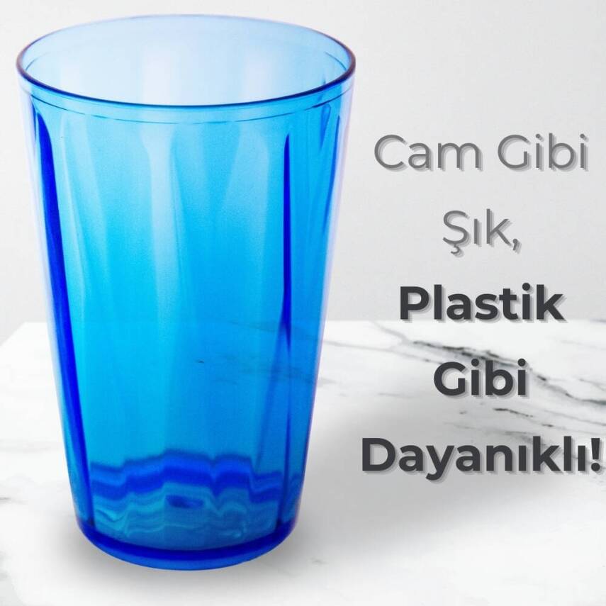 Rodoplu Basics Mika Bardak, 18 Adet, Plastik, 400 ml, Mavi - 3
