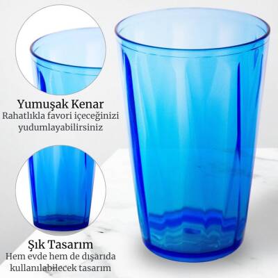 Rodoplu Basics Mika Bardak, 6 Adet, Plastik, 400 ml, Mavi - 2