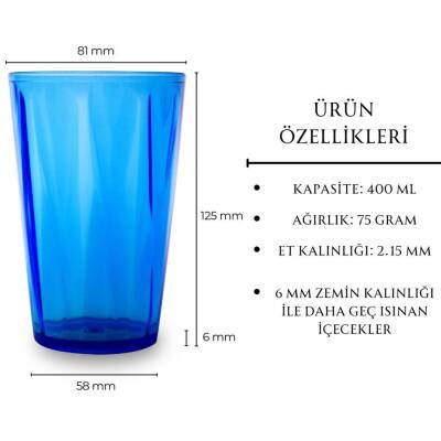 Rodoplu Basics Mika Bardak, Kırılmaz Plastik, 400 ml, Mavi - 5