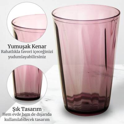 Rodoplu Basics Mika Bardak, 18 Adet, Plastik, 400 ml, Mor - 2