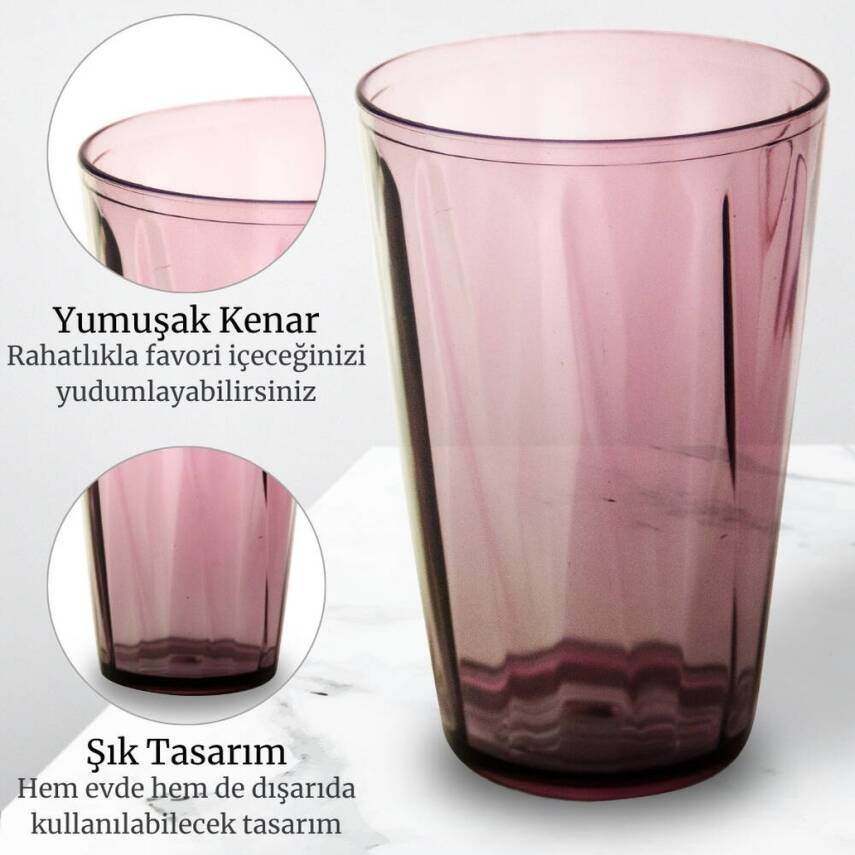 Rodoplu Basics Mika Bardak, 18 Adet, Plastik, 400 ml, Mor - 2