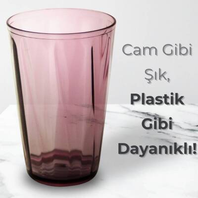 Rodoplu Basics Mika Bardak, 6 Adet, Plastik, 400 ml, Mor - 3