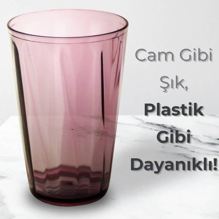 Rodoplu Basics Mika Bardak, Kırılmaz Plastik, 400 ml, Mor - 3