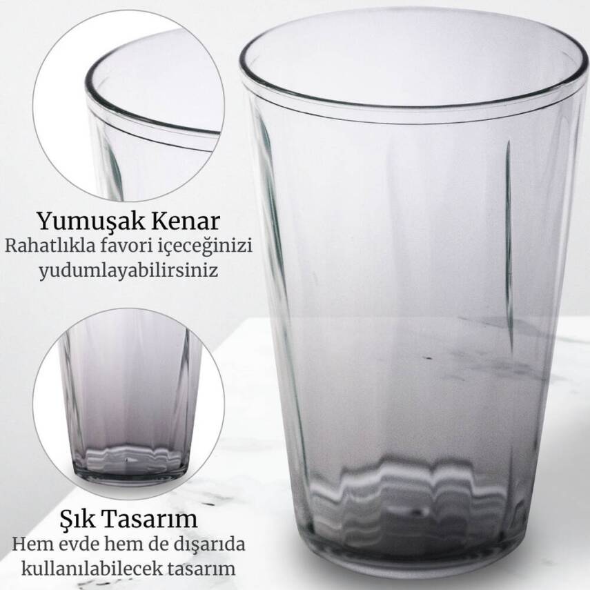 Rodoplu Basics Mika Bardak, 6 Adet, Plastik, 400 ml, Şeffaf - 2