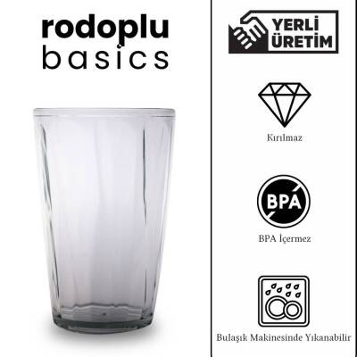Rodoplu Basics Mika Bardak, Kırılmaz Plastik, 400 ml, Şeffaf - 4