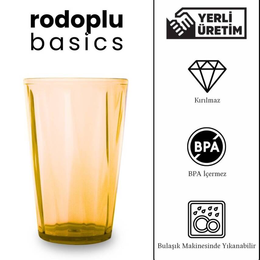 Rodoplu Basics Mika Bardak, 18 Adet, Plastik, 400 ml, Turuncu - 4