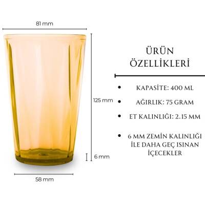 Rodoplu Basics Mika Bardak, 6 Adet, Plastik, 400 ml, Turuncu - 5