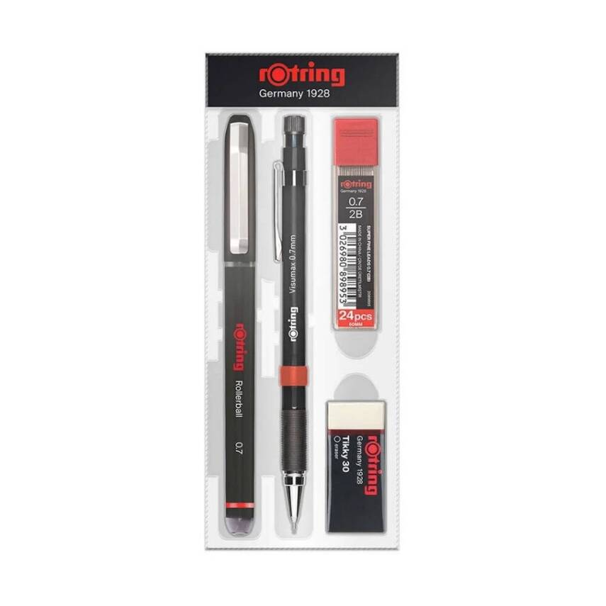 Rotring Ofis Seti, 0.7 Roller ve Versatil, Silgi, Uç Hediyeli, Siyah - 1