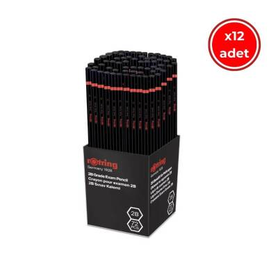 Rotring Sınav Kurşun Kalemi, 12 Adet, 2B, Altıgen Gövde, Dayanıklı Uç - 1