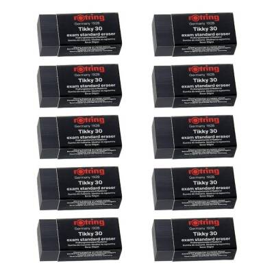 Rotring Tikky 30 Sınav Silgisi, 10 Adet, İz Bırakmaz ve Tozsuz, Siyah - 2