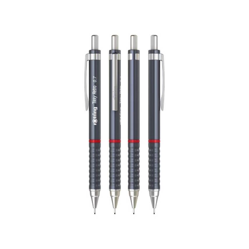 Rotring Tikky Retro Versatil Kalem 0.7 mm, Ergonomik, Metalik Gri - 5