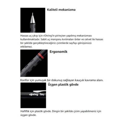 Rotring Tikky Versatil Kalem 0.5mm, Ergonomik ve Dayanıklı Yapı, Bordo - 5