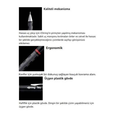 Rotring Tikky Versatil Kalem 0.9mm, Ergonomik ve Dayanıklı Yapı, Siyah - 6
