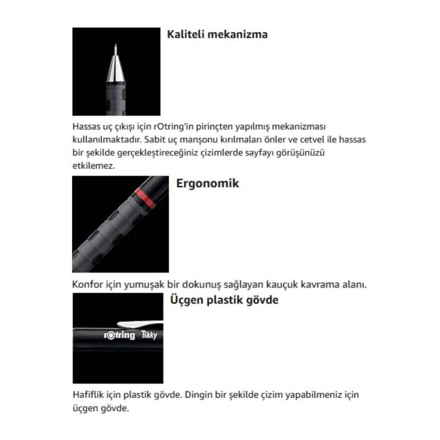 Rotring Tikky Versatil Kalem 0.9mm, Ergonomik ve Dayanıklı Yapı, Siyah - 6