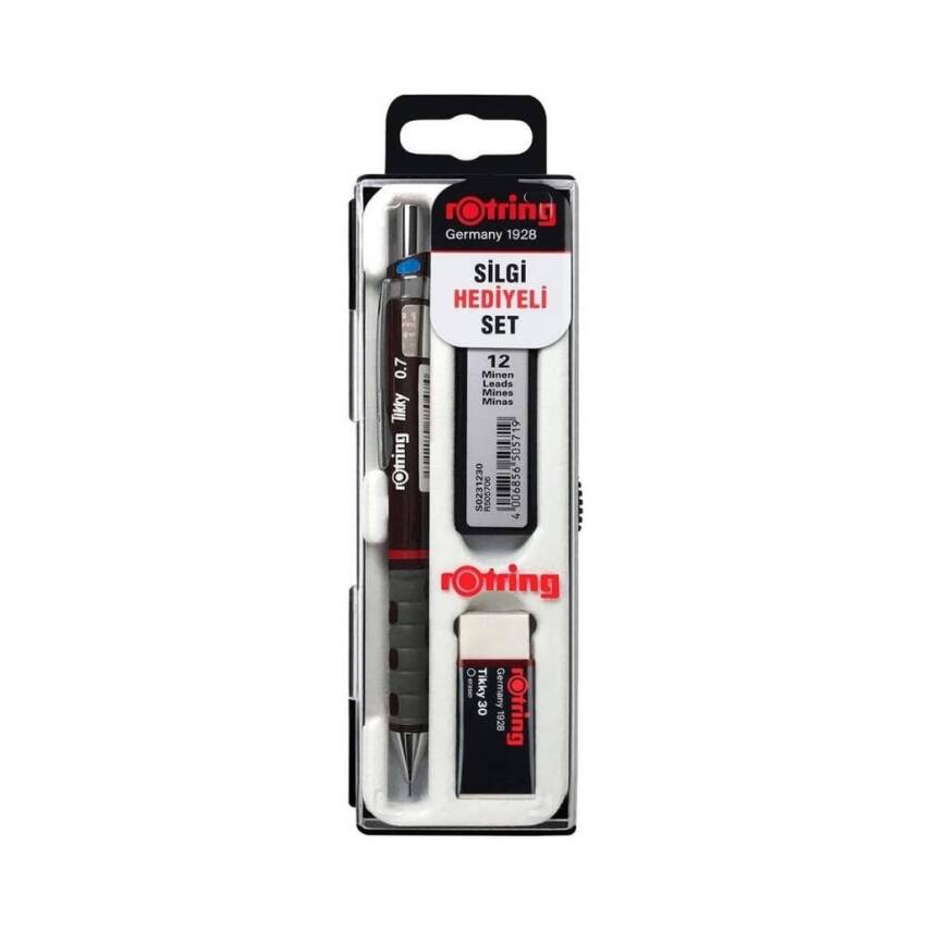 Rotring Tikky Versatil Kalem Seti 0.7 mm, 3'lü Set, Bordo - 1