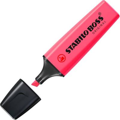 Stabilo Boss Fosforlu Kalem, 2-5mm Uç, Su Bazlı Mürekkep, Kırmızı - Stabilo