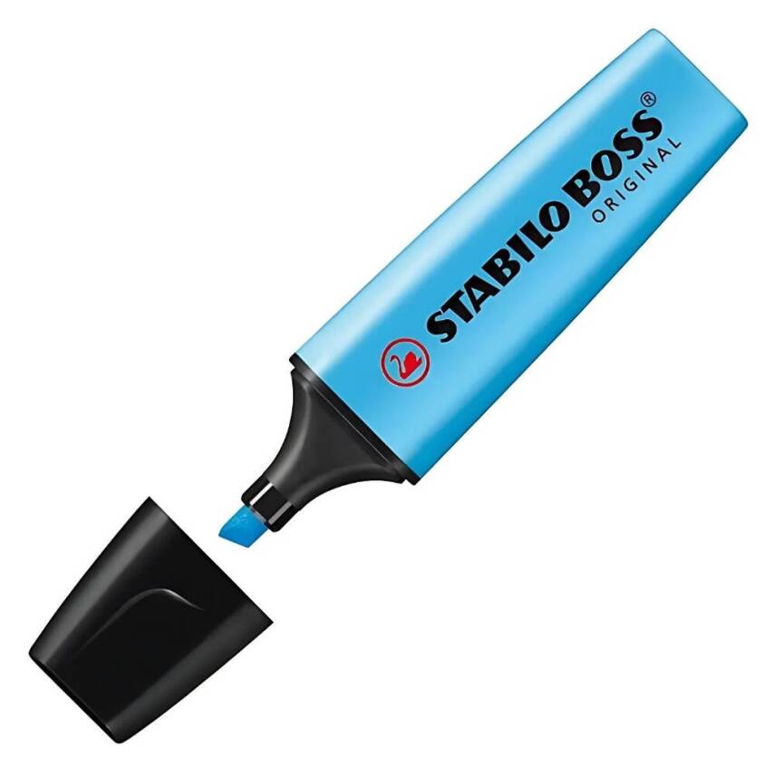 Stabilo Boss Fosforlu Kalem, 2-5 mm Uç, Su Bazlı Mürekkep, Mavi - 1