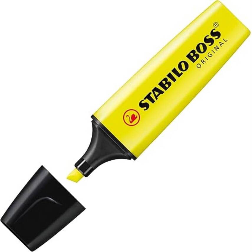 Stabilo Boss Fosforlu Kalem, 2-5 mm Uç, Su Bazlı Mürekkep, Sarı - 1