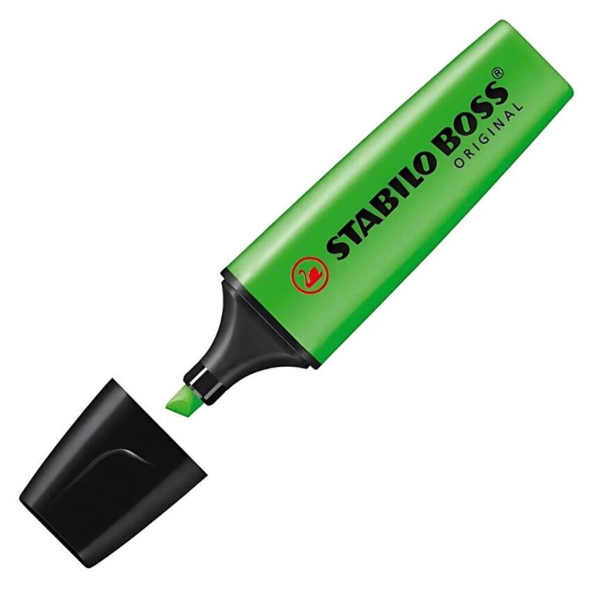 Stabilo Boss Fosforlu Kalem, 2-5 mm Uç, Su Bazlı Mürekkep, Yeşil - 1