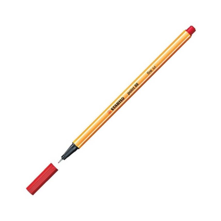 Stabilo Point 88 Fineliner Kalem, 0.4 mm Uç, Metal Uçlu, Kırmızı - 1
