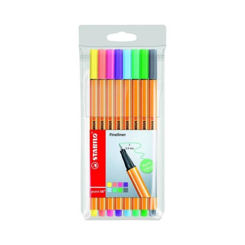 Stabilo Point 88 Fineliner Kalem Seti, 8’li Pastel, 0.4mm, Metal Uçlu - 1