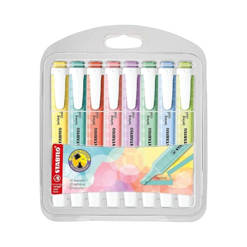 Stabilo Swing Cool Fosforlu Kalem Seti, 8’li Pastel, 1-4 mm Uçlu - 1