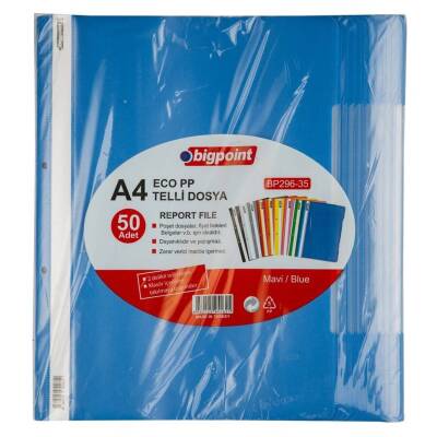 Bigpoint Telli Dosya, Standart, A4, Metal Tel, Mavi, 50 Adet - 1