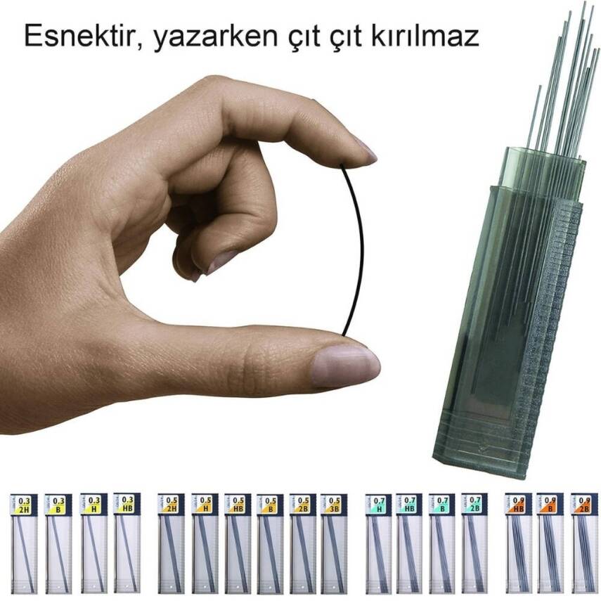 Tombow Min Mono Leaf 0.3mm HB Kalem Ucu, 12 Uçlu, Dayanıklı, Siyah - 3
