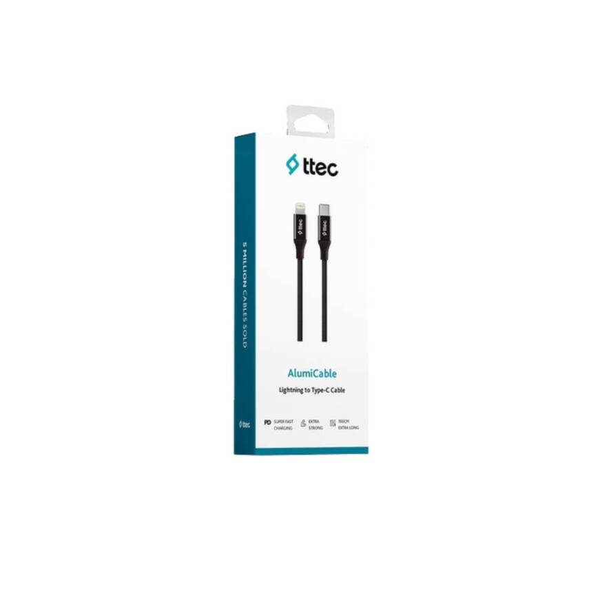 Ttec AlumiCable Hızlı Şarj Kablosu, USB-C - Lightning, 1.5 m, Siyah - 2