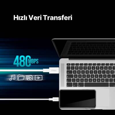 Ttec AlumiCable Hızlı Şarj Kablosu, USB-C - USB-C, 1.2 m, 60W, Beyaz - 7