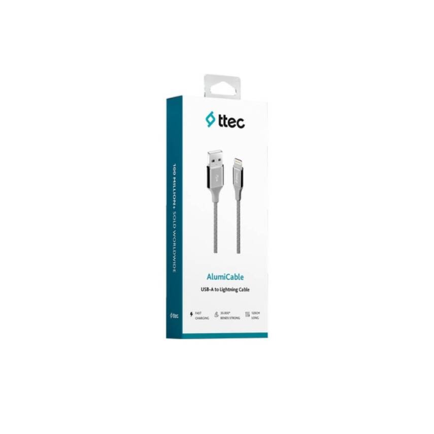 Ttec AlumiCable Şarj Kablosu, 1.2 m, USB-A - Lightning, Uzay Grisi - 3