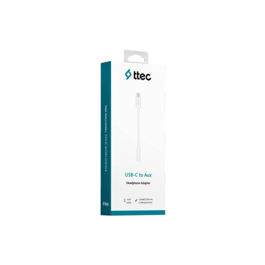 Ttec Aux Adaptörü, USB-C, 11 cm, 3.5 mm Konnektör, Beyaz - 2