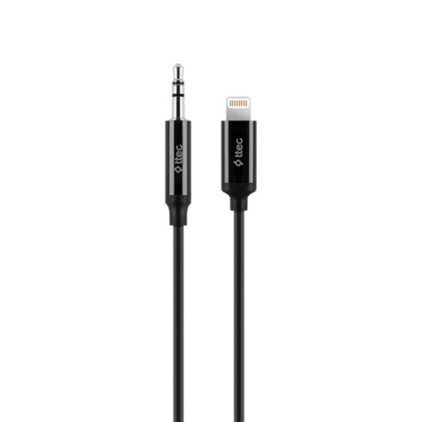Ttec Aux Ses Kablosu, Lightning, 1 m, 3.5 mm Konnektör, Siyah - 1