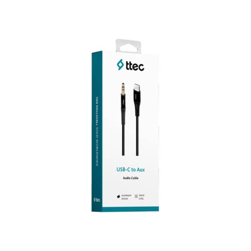 Ttec Aux Ses Kablosu, USB-C, 1 m, 3.5 mm Konnektör Bağlantı, Siyah - 5