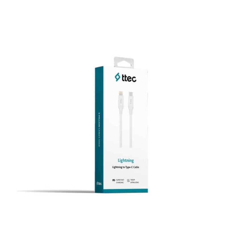 Ttec Hızlı Şarj Kablosu, USB-C - Lightning , 1.5 m Beyaz - 2