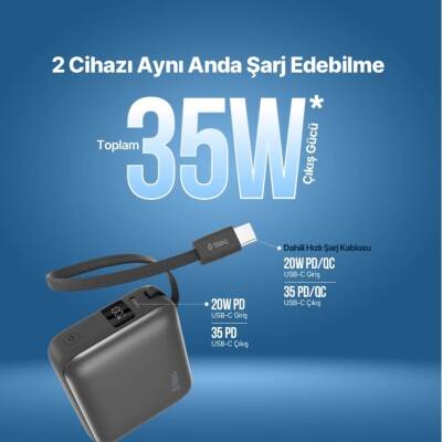 Ttec ReCharger Taşınabilir Hızlı Şarj Aleti, 10.000mAh Powerbank, Gri - 8