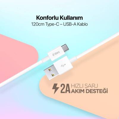 Ttec Şarj Kablosu, 1.2 m, USB-A - USB-C, Beyaz - 2