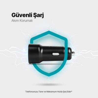 Ttec SmartCharger Araç Şarj Aleti, USB-C Kablo, 2.4A, 12W, Siyah - 7