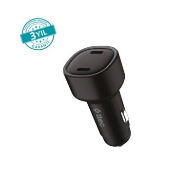 Ttec SmartCharger, Duo Araç Hızlı Şarj Aleti, 60 W, USB-C+USB-C, Siyah - TTEC