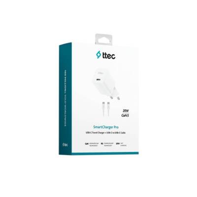 Ttec SmartCharger Seyahat Hızlı Şart Aleti + USB-C-USB-C Kablo, Beyaz - 5