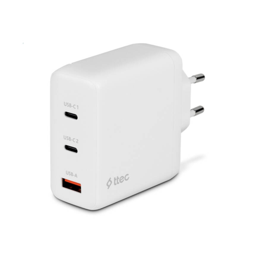 Ttec SmartCharger Trio GAN Hızlı Şarj Aleti, 2 USB-C+USB-A, 120W PD - 1