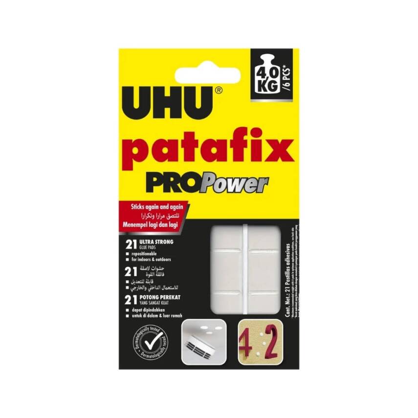 UHU Patafix PROPower Yapışkan Pedler, 21 Adet, Yeniden Kullanılabilir - 1