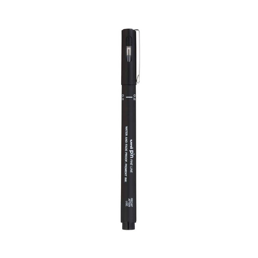UNİ Pin 200 Teknik Çizim Kalemi, 0.2 mm Uç, Dayanıklı Mürekkep, Siyah - 1