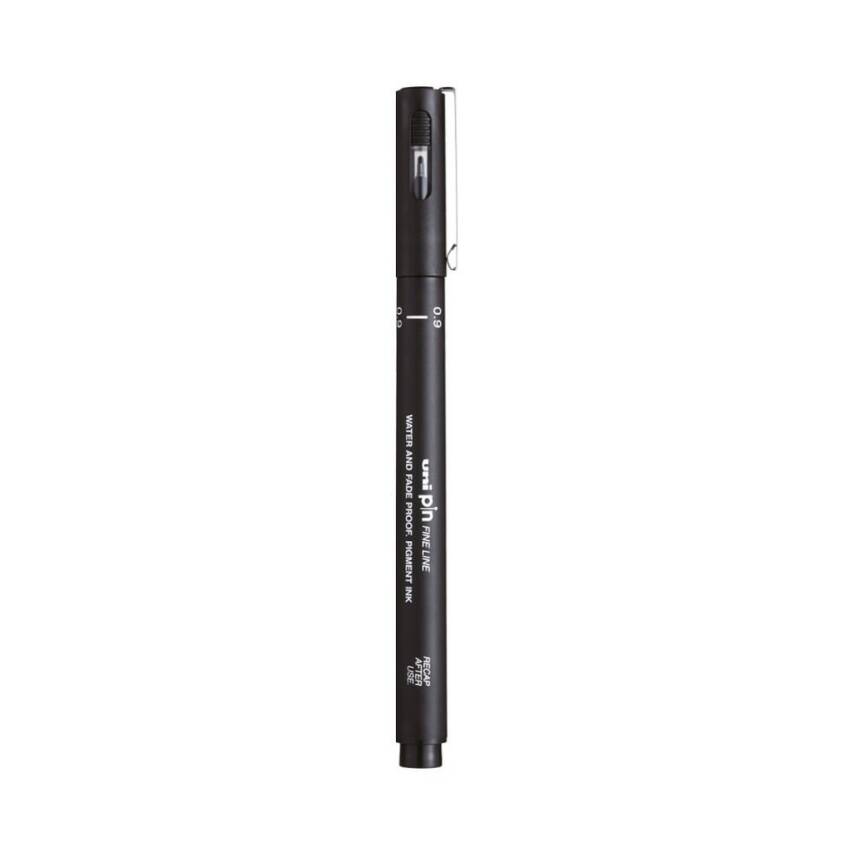 UNİ Pin 200 Teknik Çizim Kalemi, 0.9 mm Uç, Dayanıklı Mürekkep, Siyah - 1