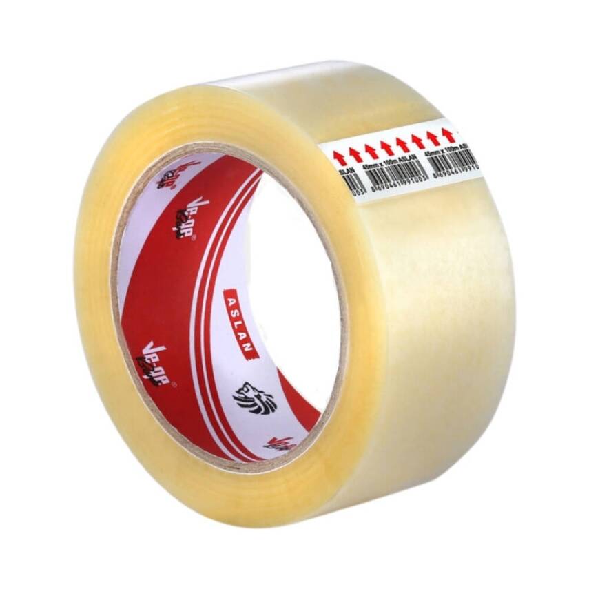 Ve-Ge Aslan Koli Bandı, 45 mm x 100 m, Şeffaf, Hotmelt Yapışkan - 1