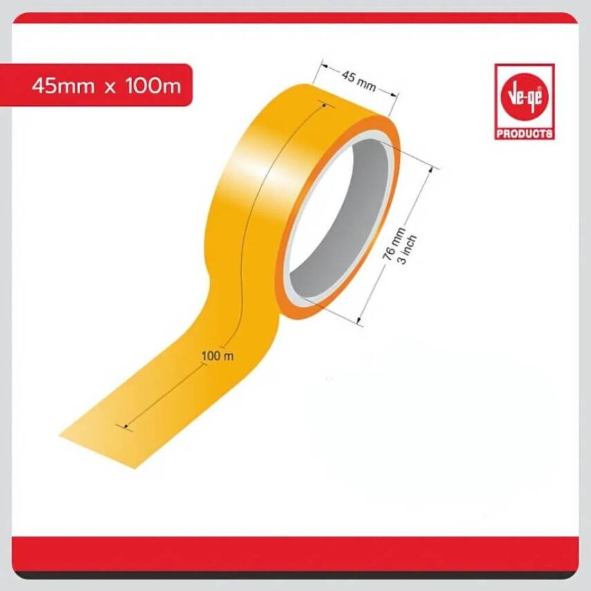 Ve-Ge Aslan Koli Bandı, 45 mm x 100 m, Şeffaf, Hotmelt Yapışkan - 3