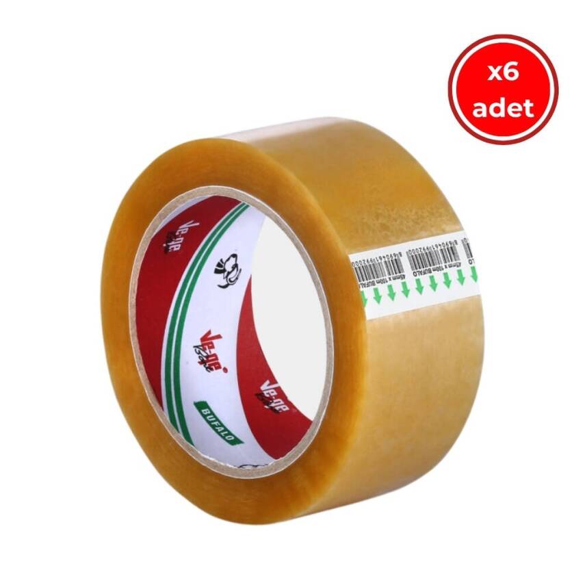Ve-Ge Bufalo Koli Bandı, 6 Adet, 45mm x 100m, Şeffaf, Su Bazlı Tutkal - 1